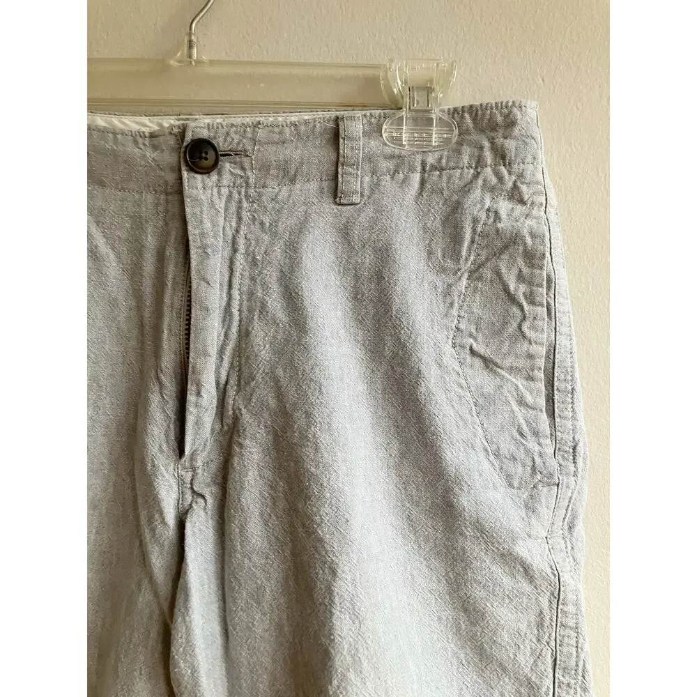 J. Crew Linen Cotton Beach Shorts Size 31 Pockets Gray Resortwear Summer Travel
